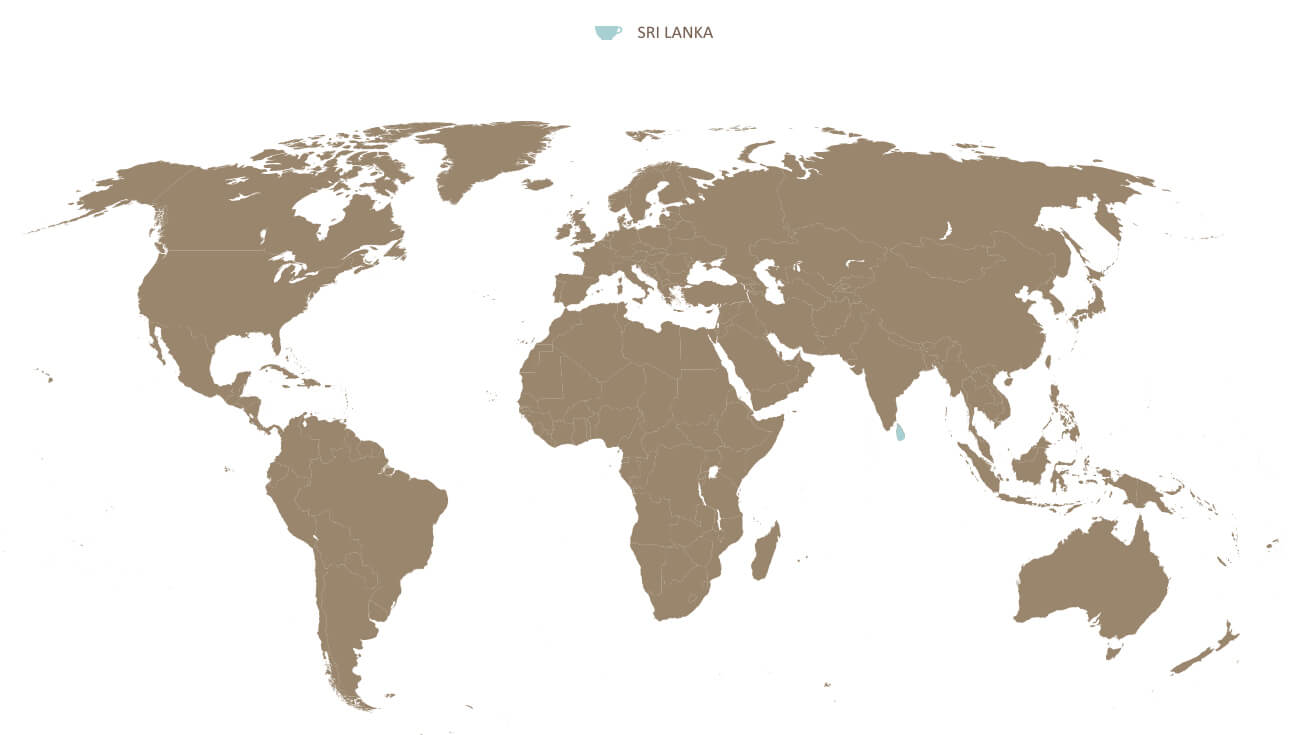 World Map with Highlighted Country Sri lanka