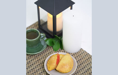 The Lawn Canggu - Balinnese Spice Tumeric Epanada With Ceylon Pomegrana Mint Chili Jam The Lawn Canggu - Balinnese Spice Tumeric Epanada With Ceylon Pomegrana Mint Chili Jam