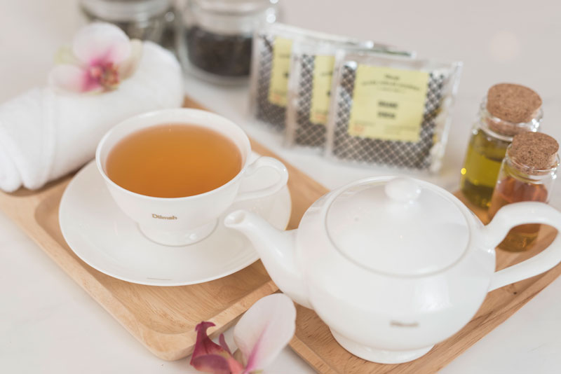 A soothing tea service that guests enjoy in the spa